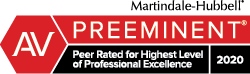 Martindale-Hubbell | AV | Preeminent Peer Rated for Highest Level of Professional Excellence | 2020